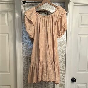 Rylee + Cru Peach Dress with White Floral Pattern